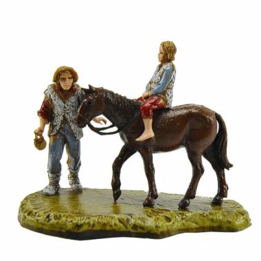 Statua cm.6 Uomo e Bambino a Cavallo | Moranduzzo