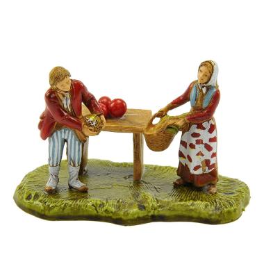 Statua cm.6 Fruttivendolo con Tavolo | Moranduzzo