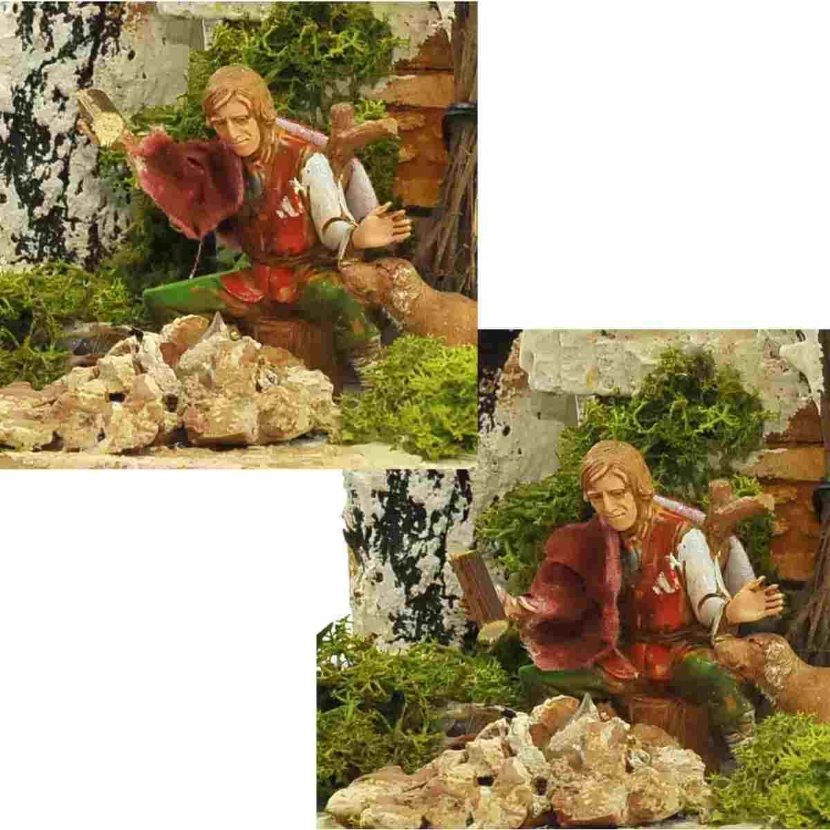 Statua cm.10 Uomo con Cane al Fuoco con con Movimento | Moranduzzo