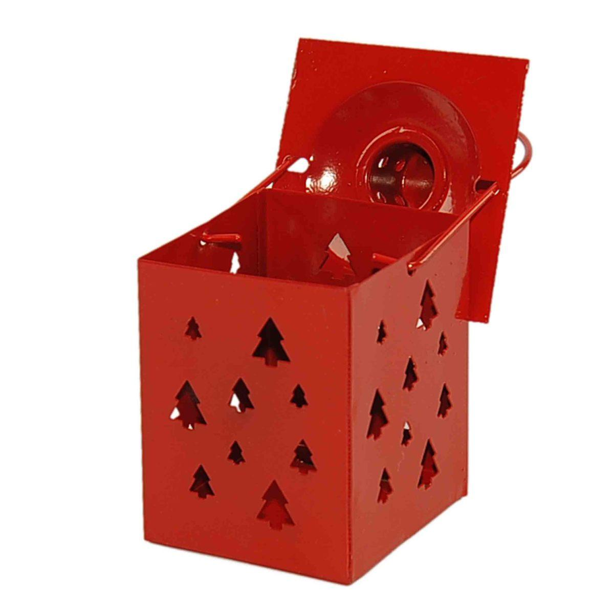 Lanterna cm.8x8xh11 Metallo con Fori Albero 3 Col |Moranduzzo
