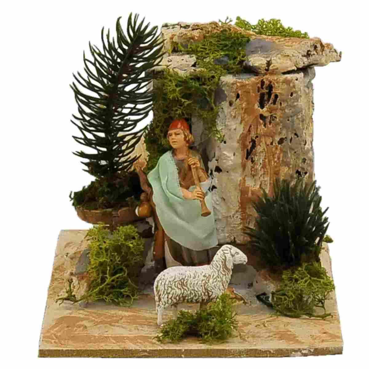 Statua cm.10 Pifferaio con Strumento con con Movimento | Moranduzzo