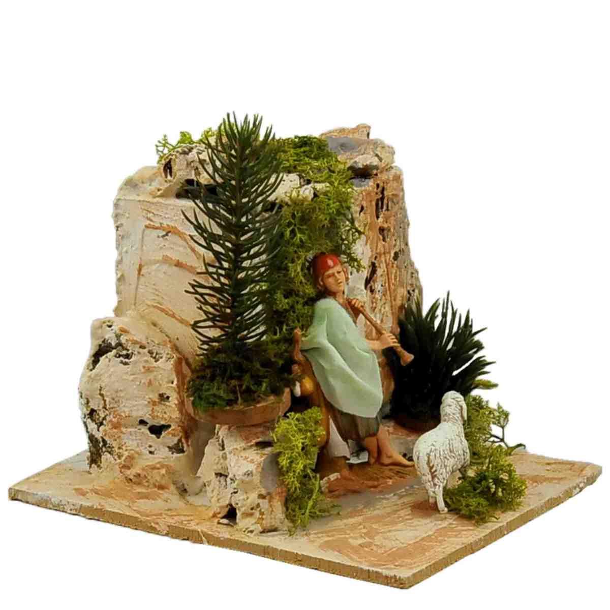 Statua cm.10 Pifferaio con Strumento con con Movimento | Moranduzzo