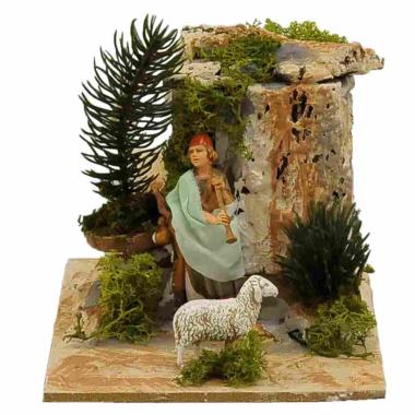 Statua cm.10 Pifferaio con Strumento con con Movimento | Moranduzzo