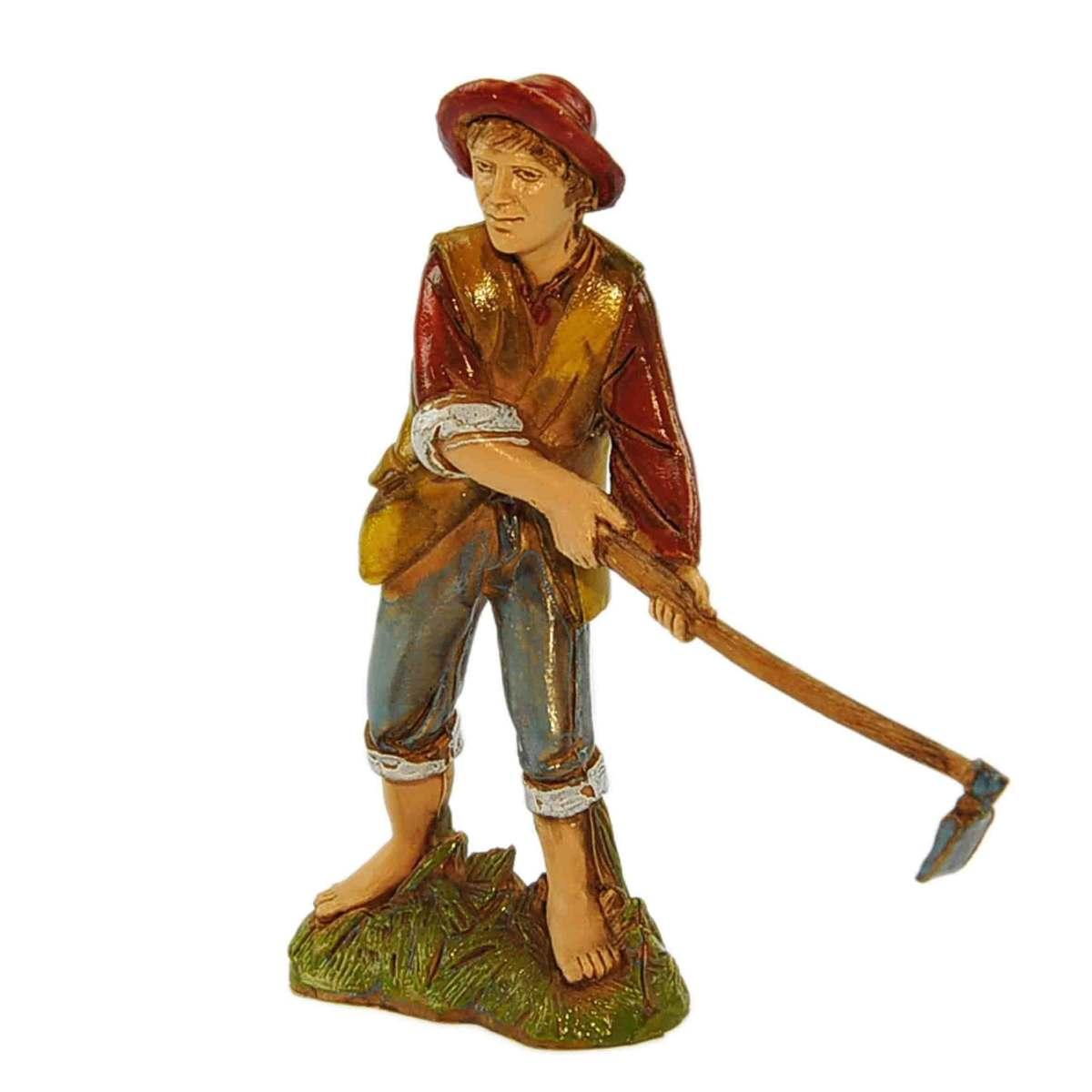 Statua presepe 10 cm zappatore con zappa