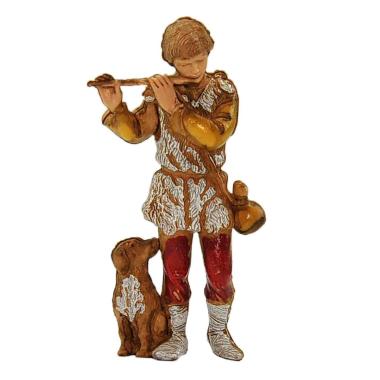 Statua cm.8 Pastore Suonatore di Flauto con Cane | Moranduzzo