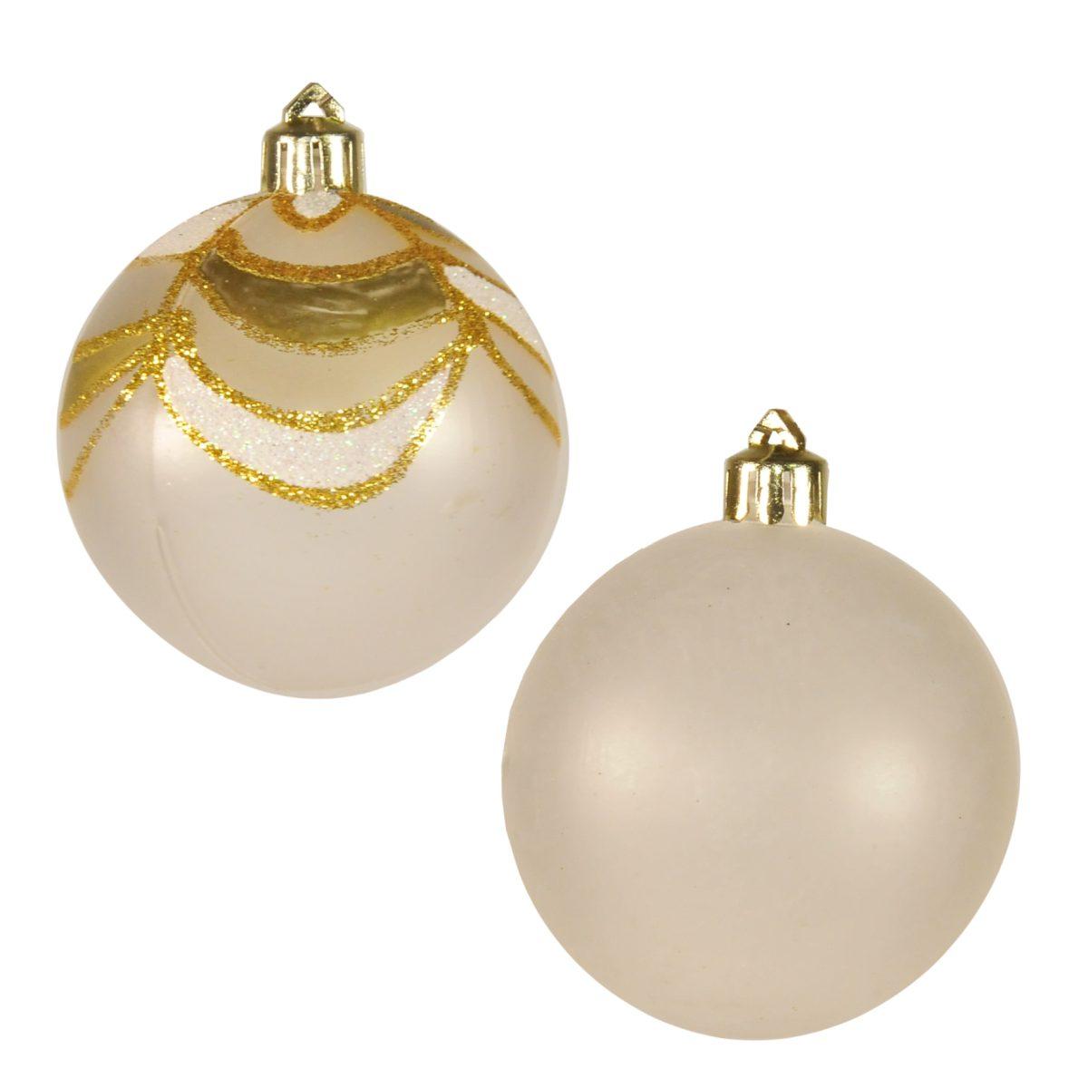 Pallina Natale cm.6 Bianco Satinato Bianco Oro Set pz.5 |M2 Store