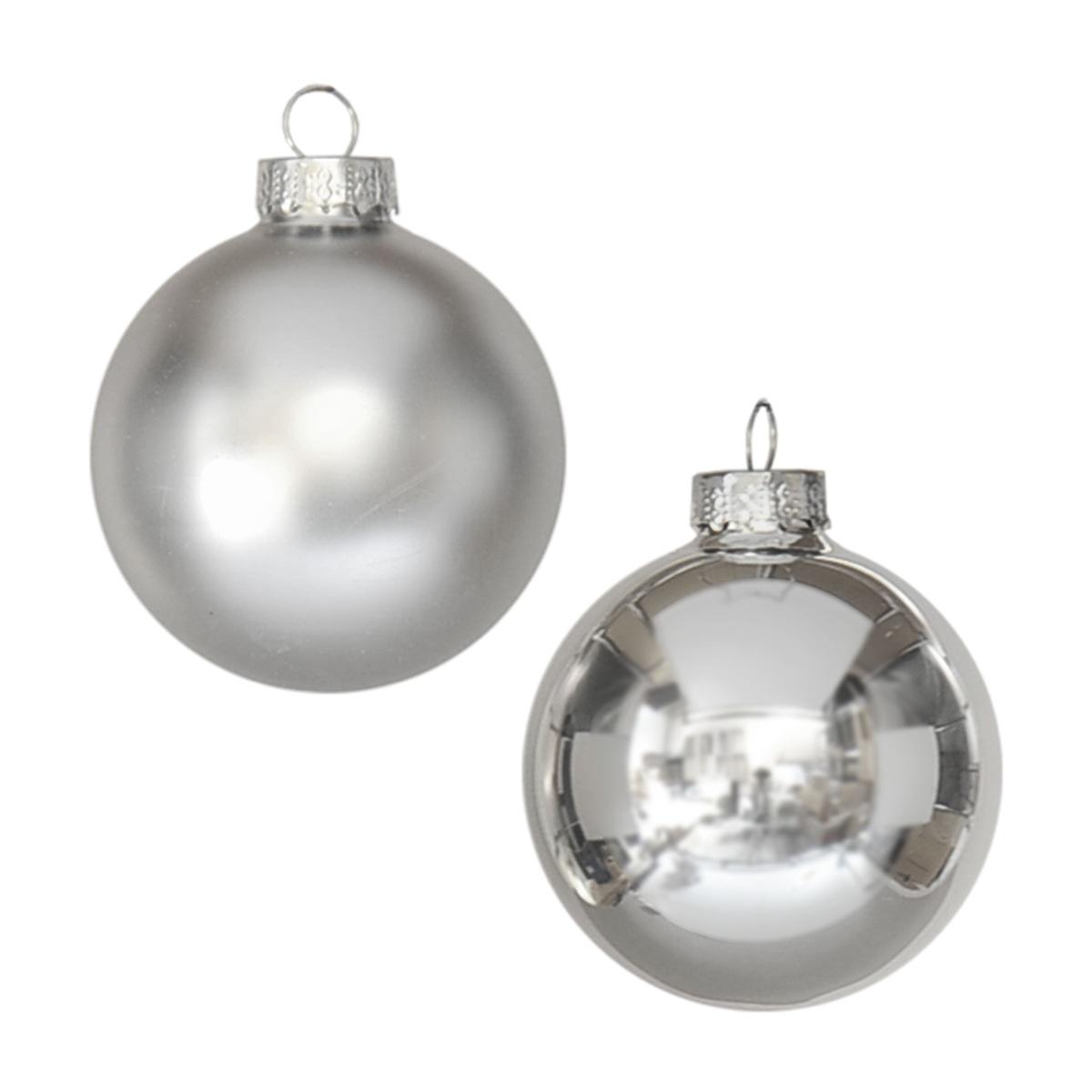 Pallina Natale Vetro cm.6 Argento Satinate/Lucide Set pz.24 |Moranduzzo