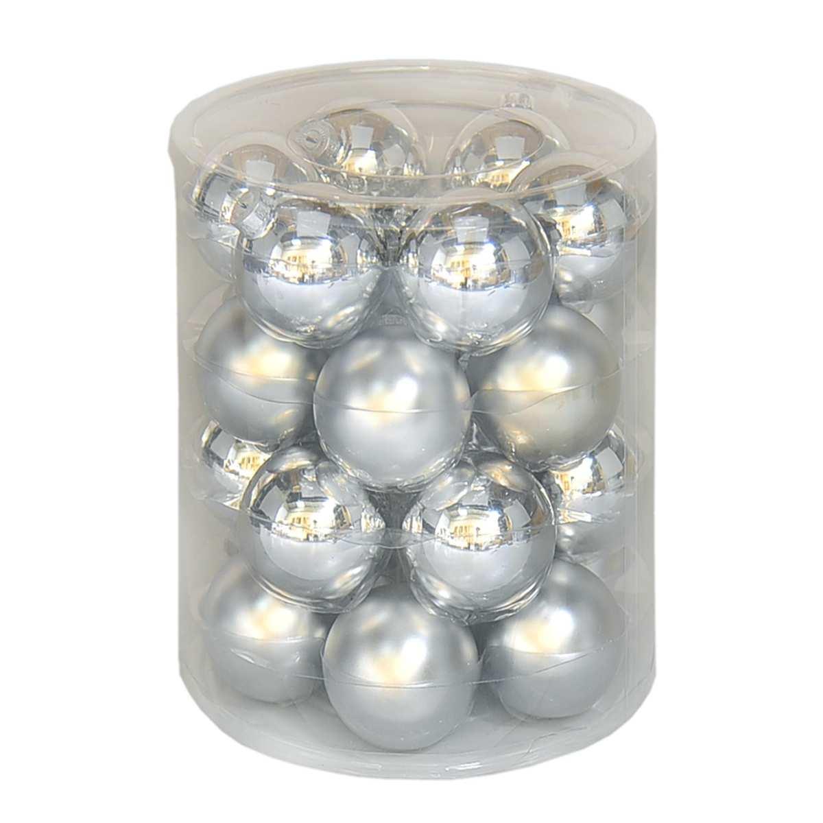 Pallina Natale Vetro cm.6 Argento Satinate/Lucide Set pz.24 |Moranduzzo