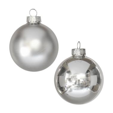 Pallina Natale Vetro cm.6 Argento Satinate/Lucide Set pz.24 |Moranduzzo