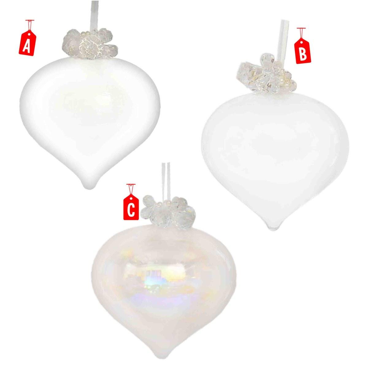 Pallina Natale Vetro cm.12 Goccia con Diamantini 3 Modelli |Moranduzzo