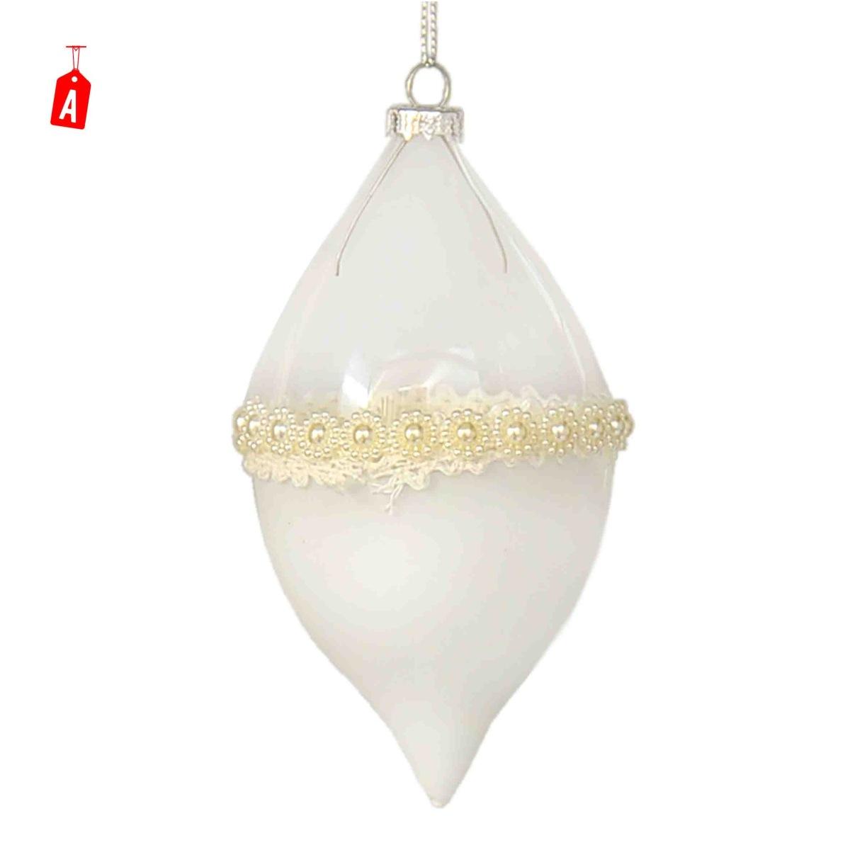 Pallina Natale Vetro Bianco Trasparente Burano 3 Modelli Set pz.4 |Moranduzzo