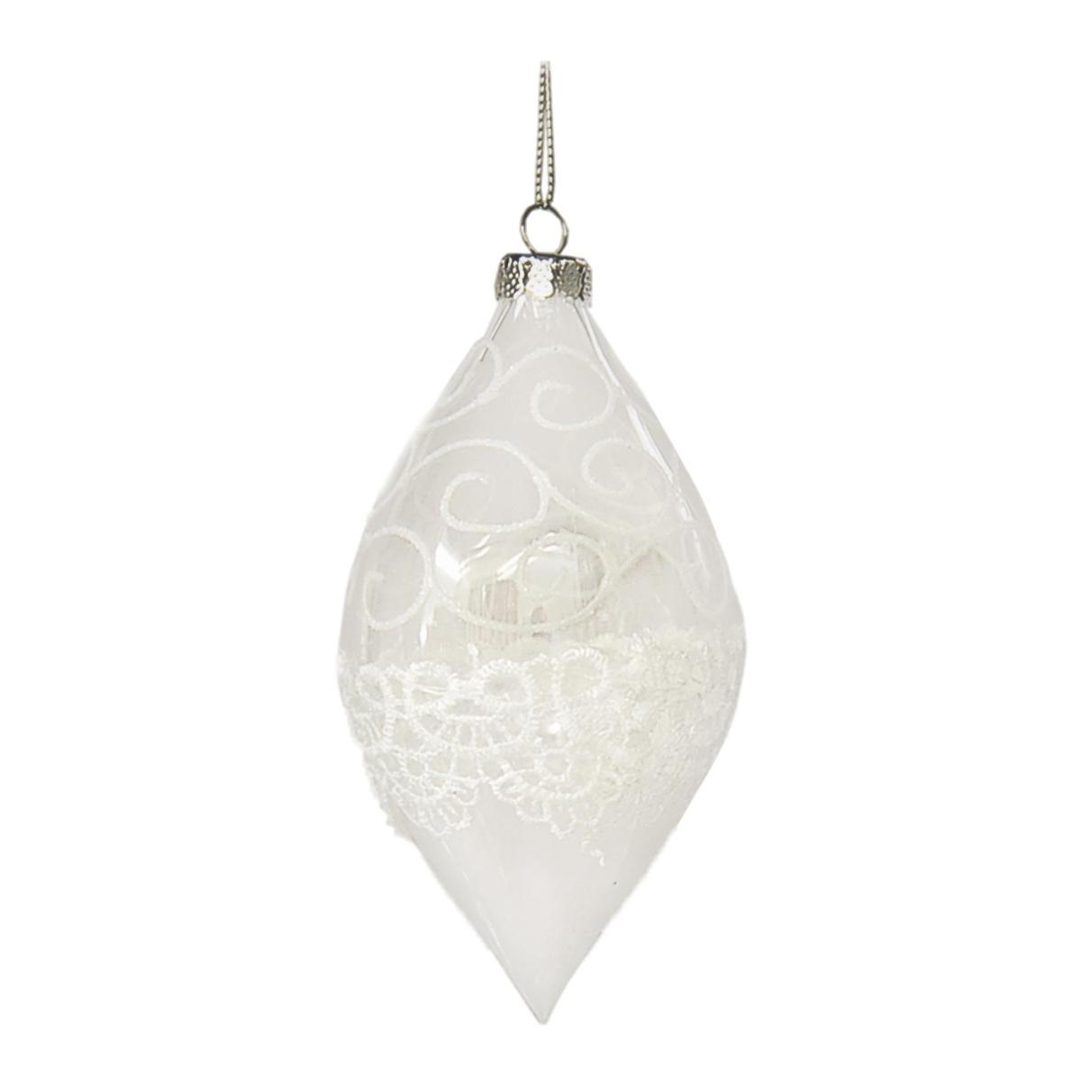 Pallina Natale Vetro Trasparente con Ricamo 3 Modelli Set pz.4 |Moranduzzo