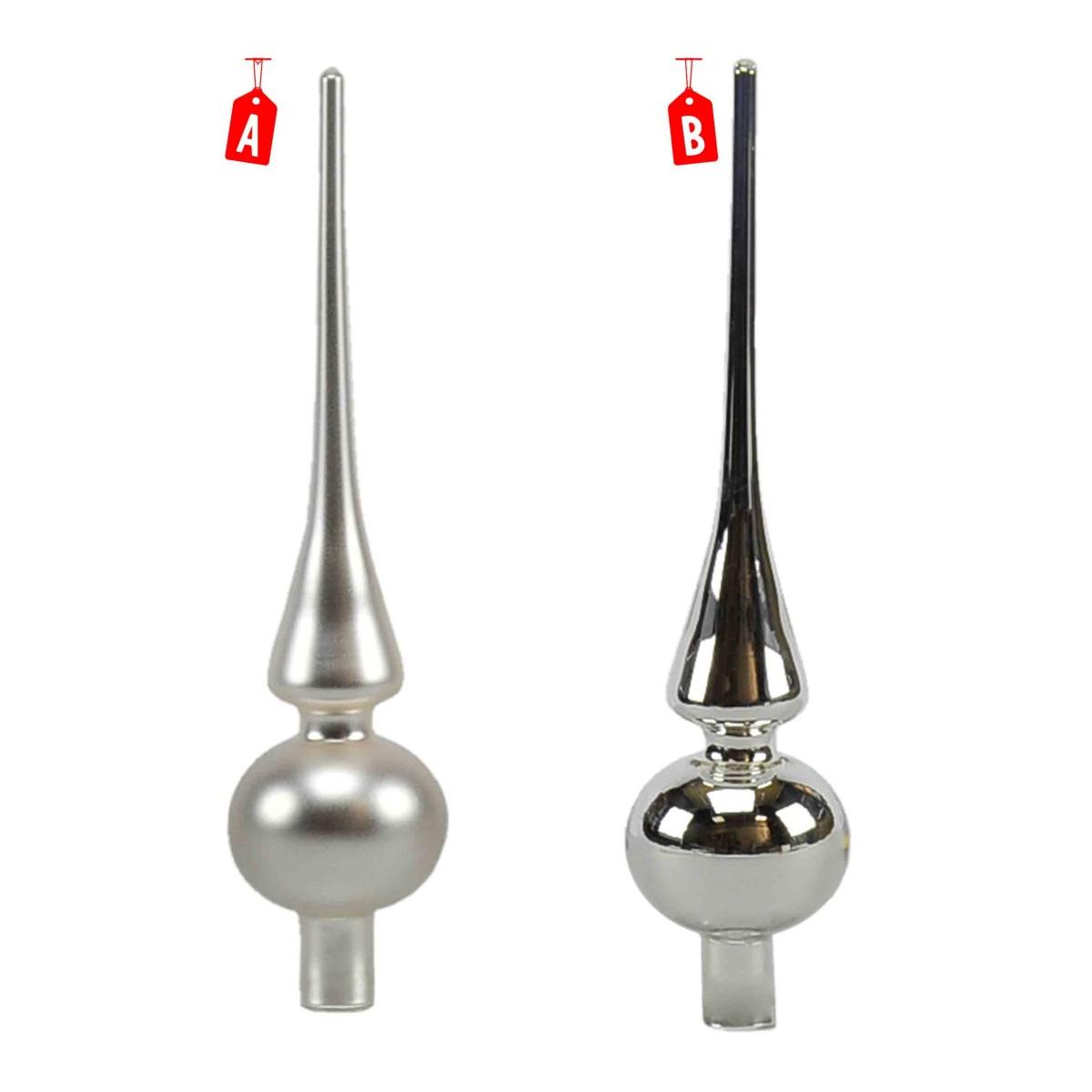 Puntale Albero Natale Vetro cm.26 Argento 2 Modelli |Moranduzzo