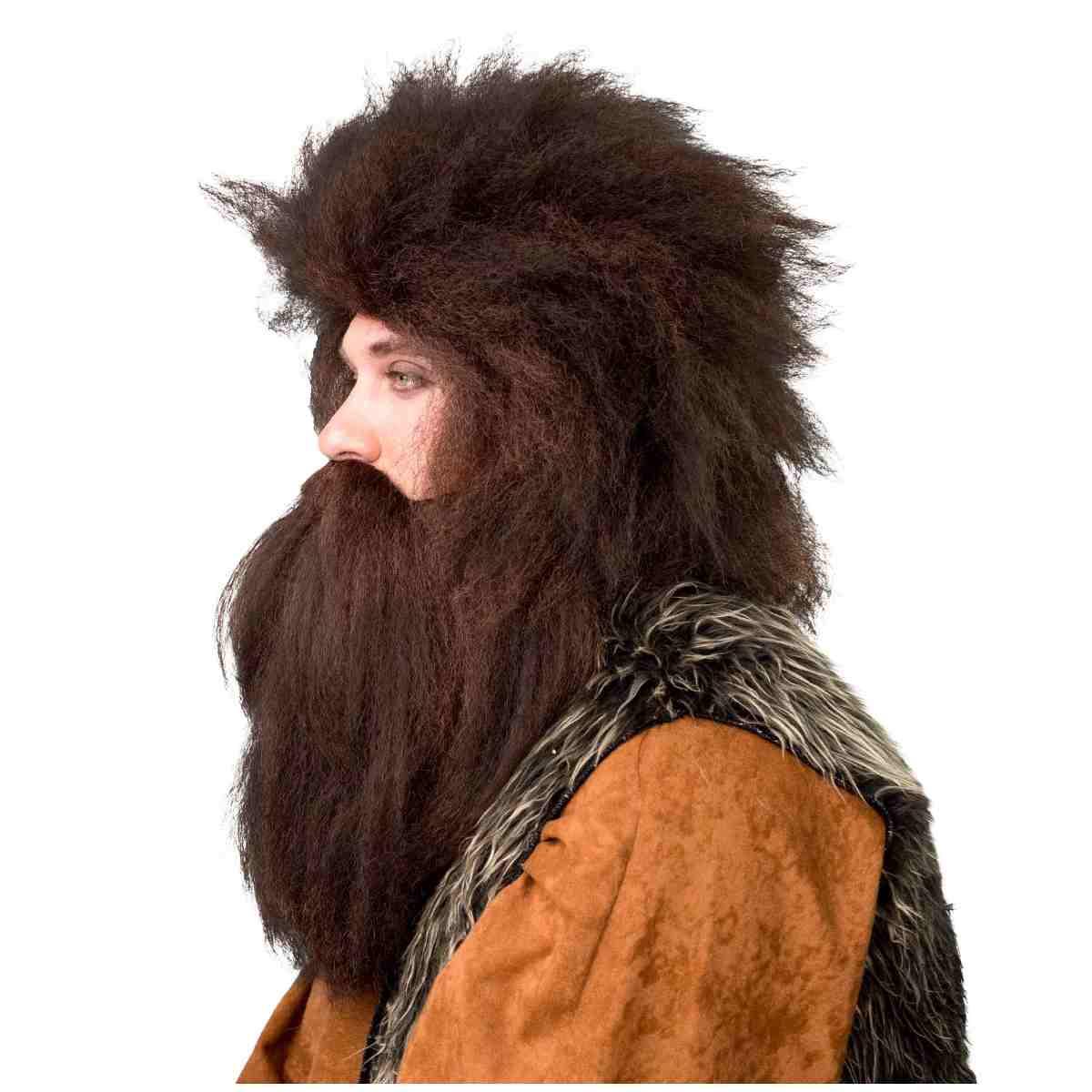 Parrucca Castana Selvaggio Primitivo con Barba |Orlob