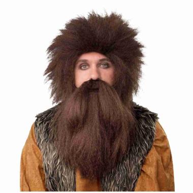 Parrucca Castana Selvaggio Primitivo con Barba |Orlob