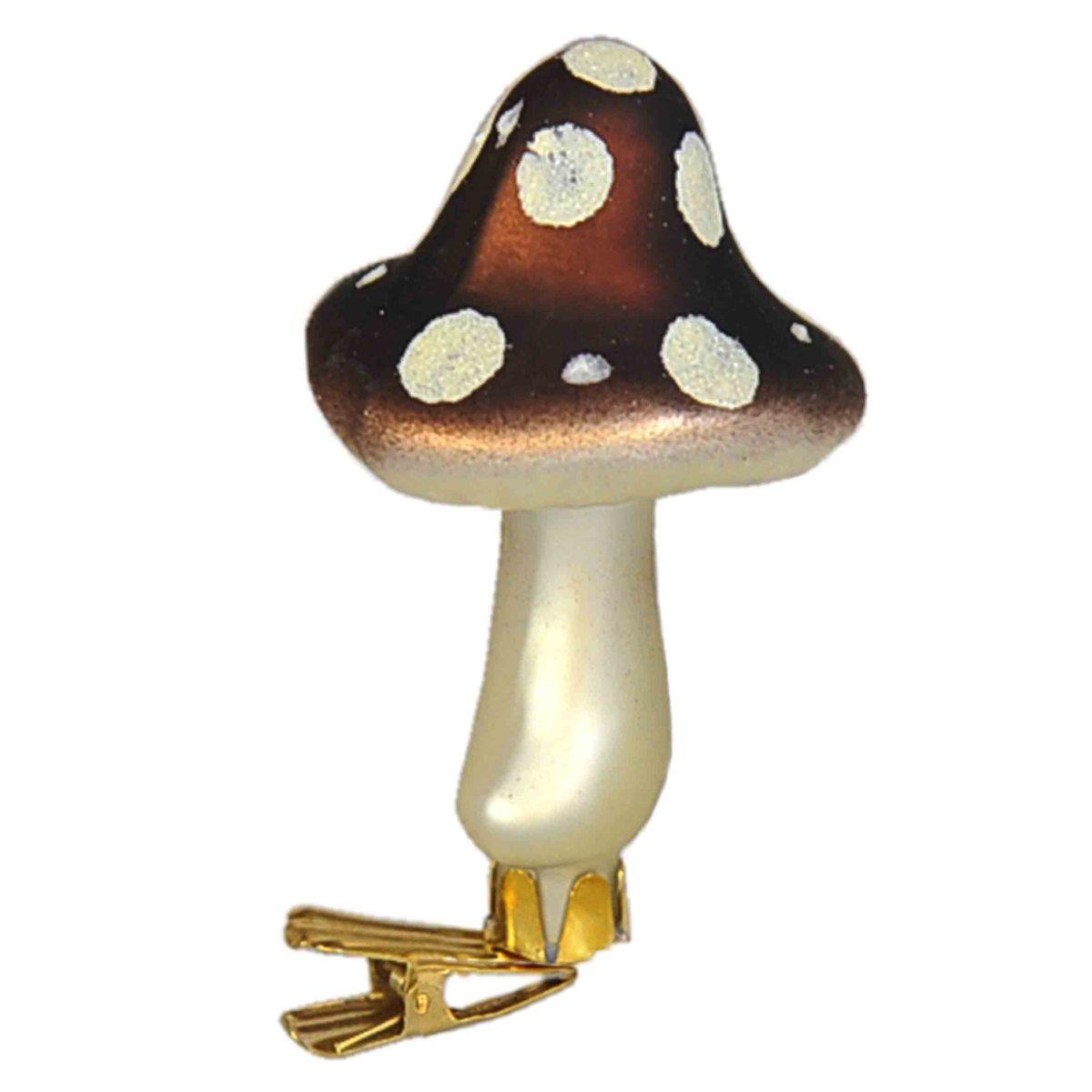 Pallina Natale Vetro cm.9 Funghetti con Pinza Set pz.3 |Moranduzzo