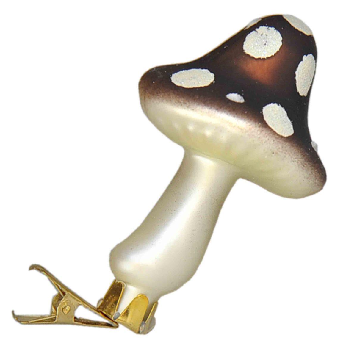 Pallina Natale Vetro cm.9 Funghetti con Pinza Set pz.3 |Moranduzzo