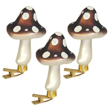 Pallina Natale Vetro cm.9 Funghetti con Pinza Set pz.3 |Moranduzzo