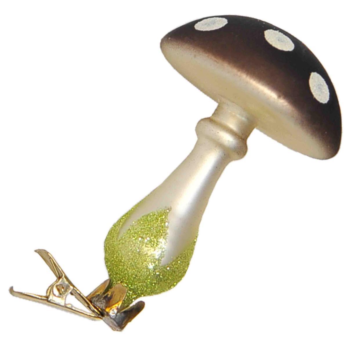 Pallina Natale Vetro cm.11 Funghetti con Pinza Set pz.3 |Moranduzzo