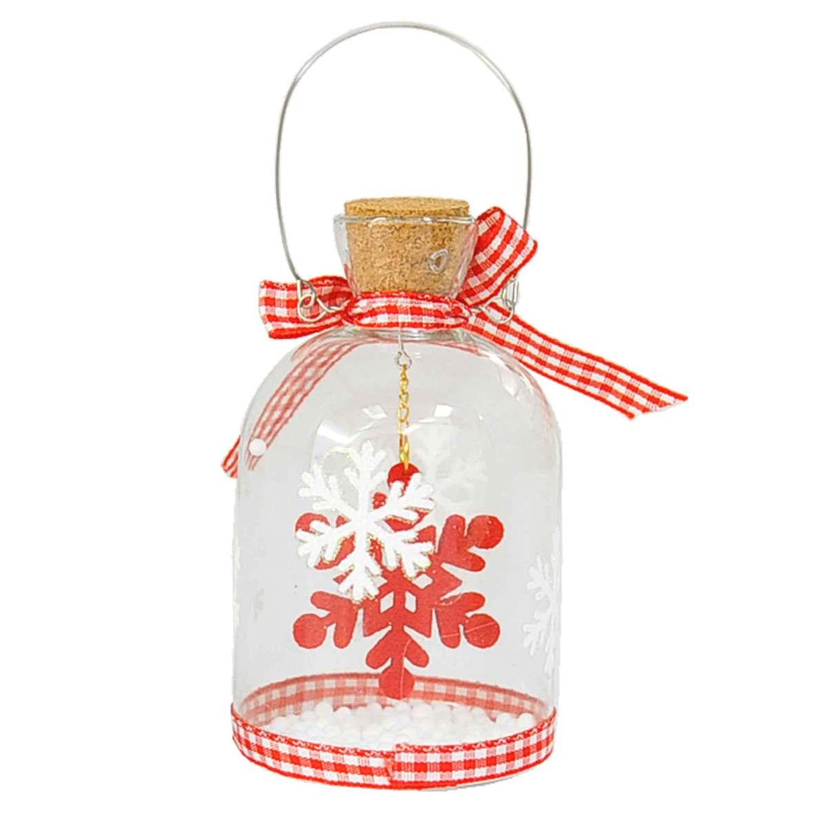 Decorazione Natalizia Bottiglia Vetro con Decori cm.10 pz.2 |Moranduzzo