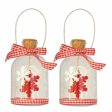 Decorazione Natalizia Bottiglia Vetro con Decori cm.10 pz.2 |Moranduzzo