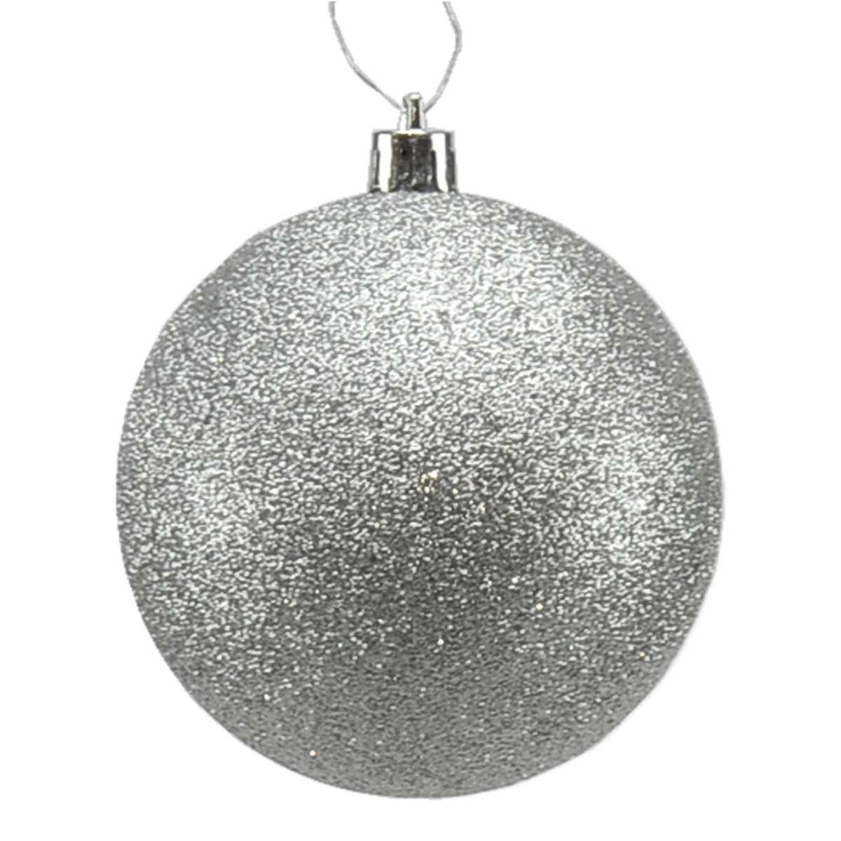 Pallina Natale cm.8 Argento Glitter |Moranduzzo