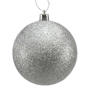 Pallina Natale cm.8 Argento Glitter |Moranduzzo