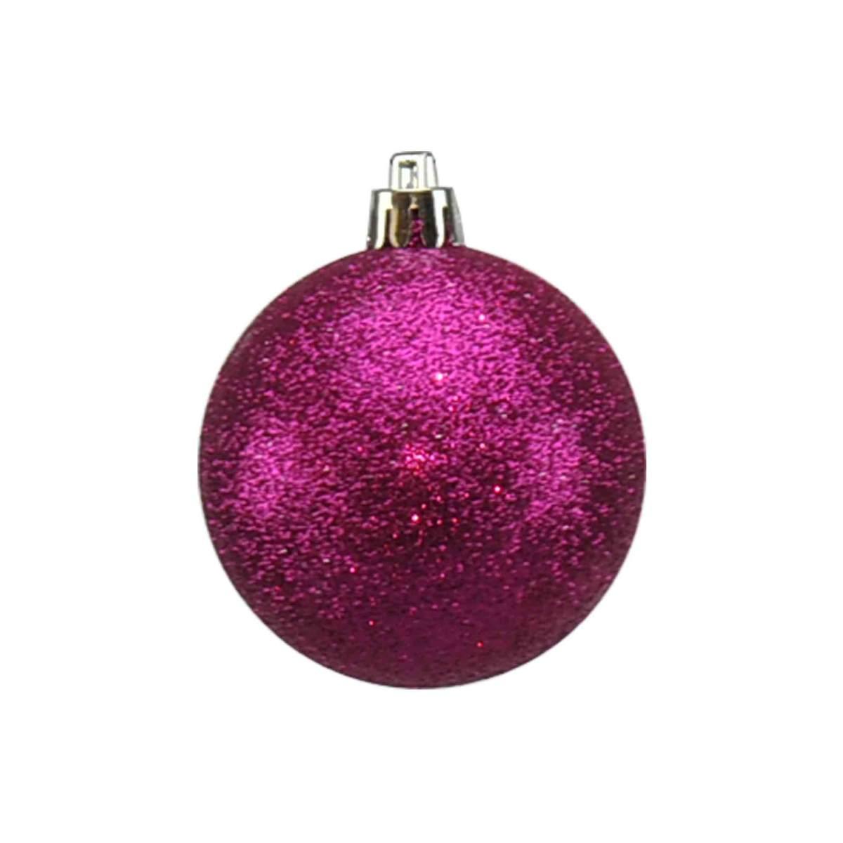 Pallina Natale cm.6 Fucsia Blu Rosa Glitter Set pz.12 |Moranduzzo