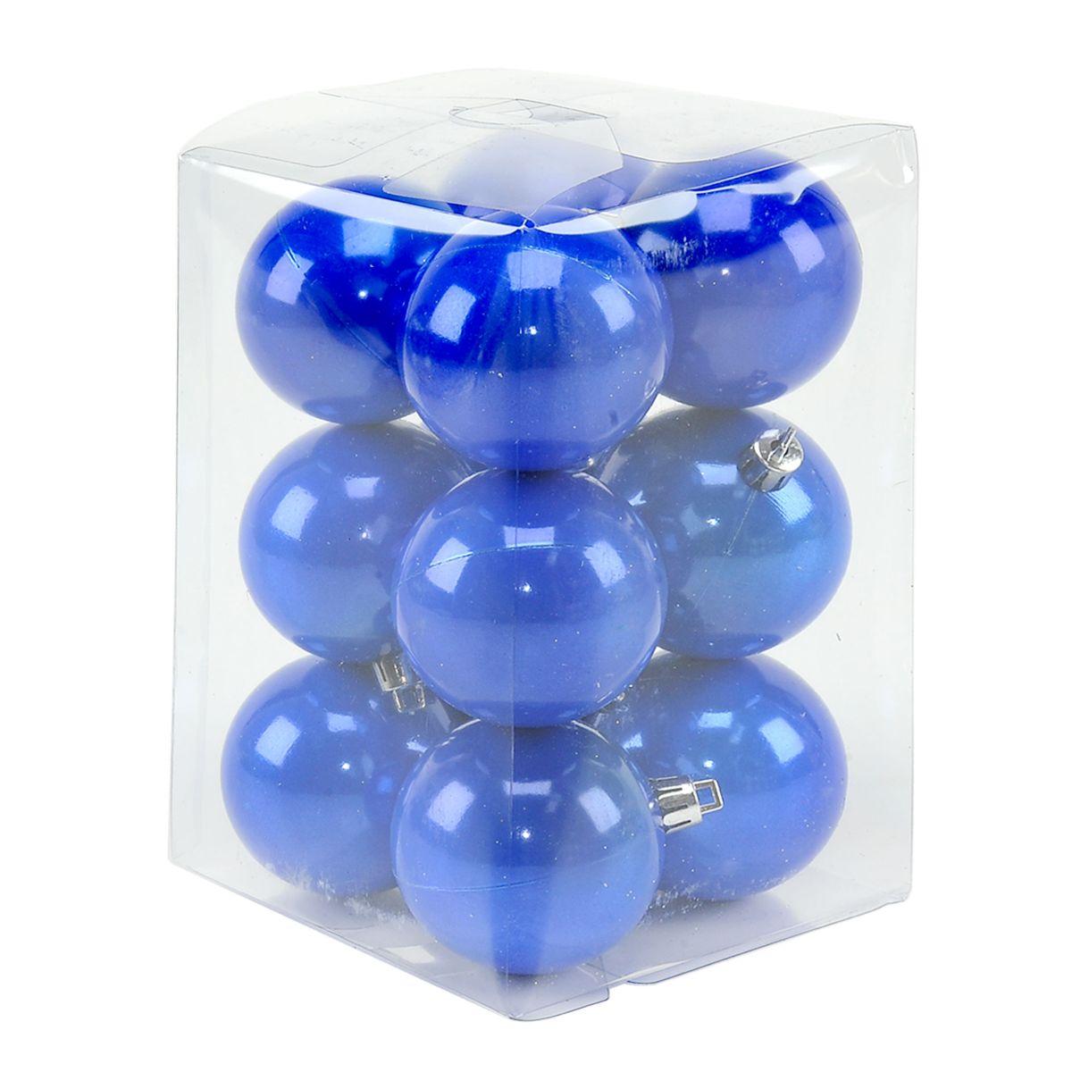 Pallina Natale cm.Ø6 Blu Perlate Lucide Set pz.12 |Moranduzzo