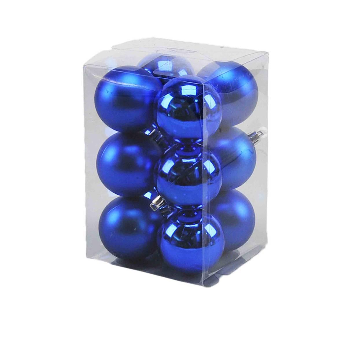 Pallina Natale cm.6 Blu Satinate Lucide Set pz.12 |Moranduzzo
