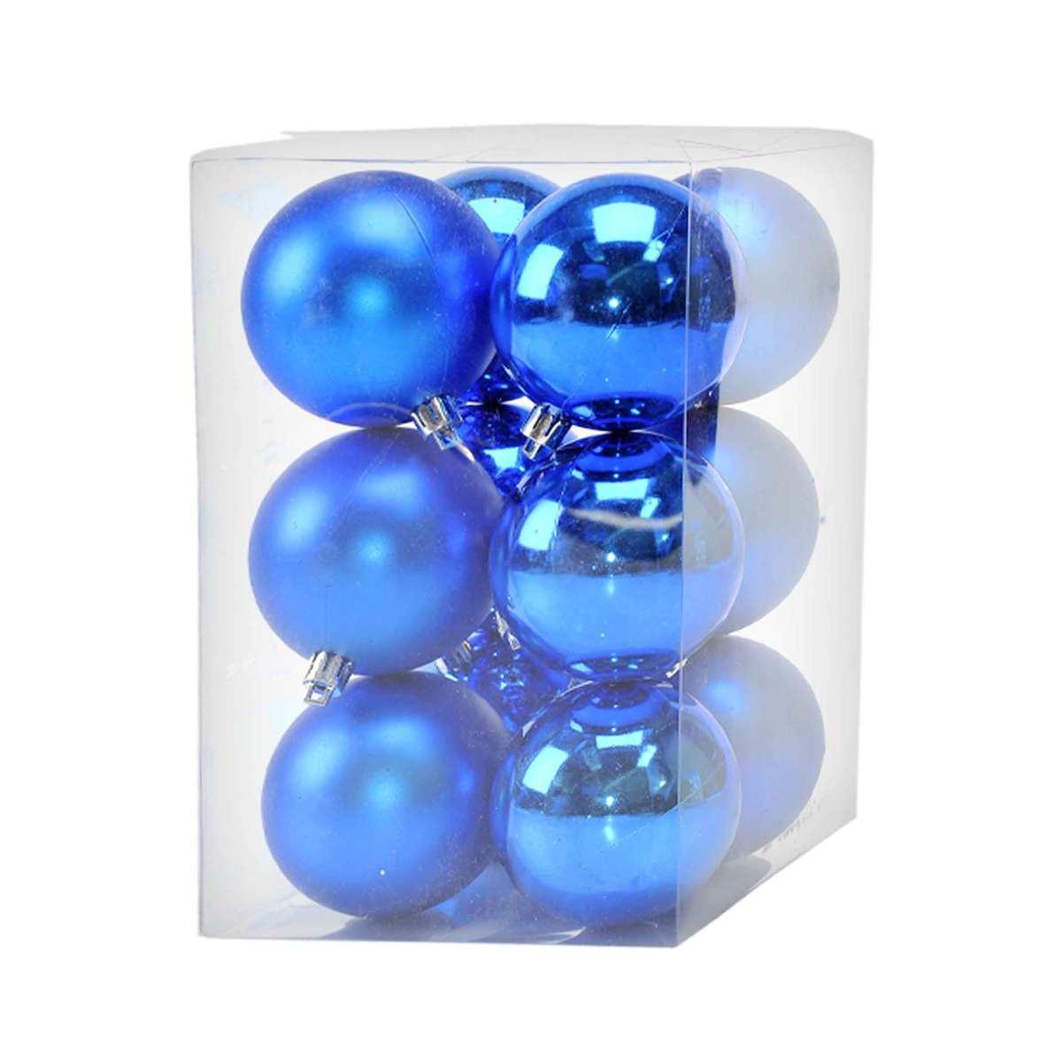 Pallina Natale cm.7 Blu Satinate Lucide Set pz.12 |Moranduzzo