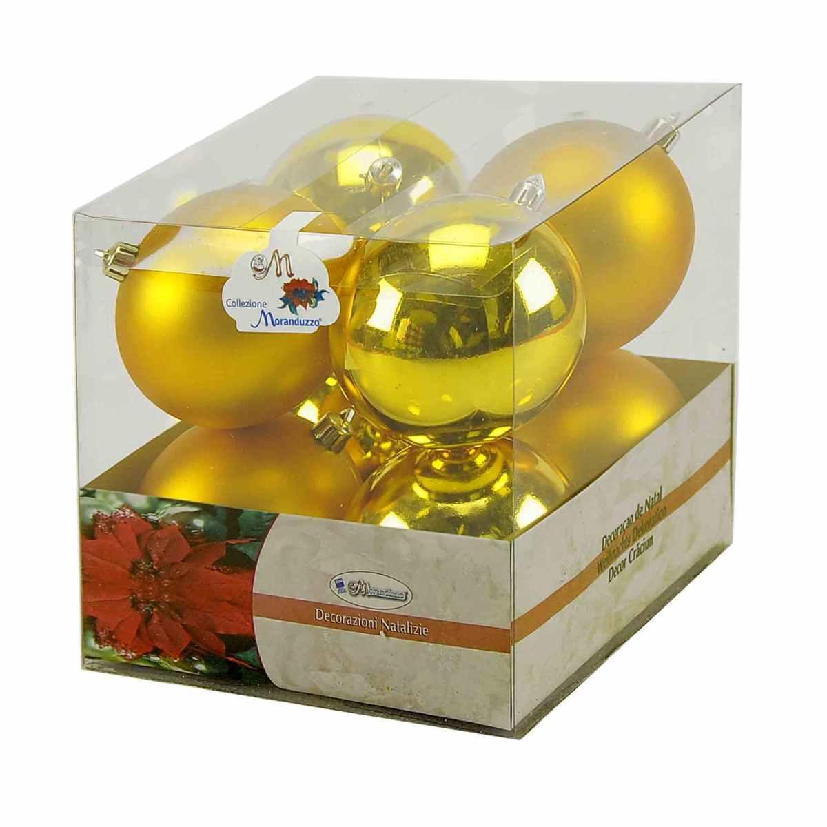 Pallina Natale cm.8 Oro Lucido Opaco Set pz.8 |Moranduzzo