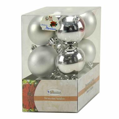 Pallina Natale cm.6 Argento Lucido Opaco Set pz.12 |Moranduzzo