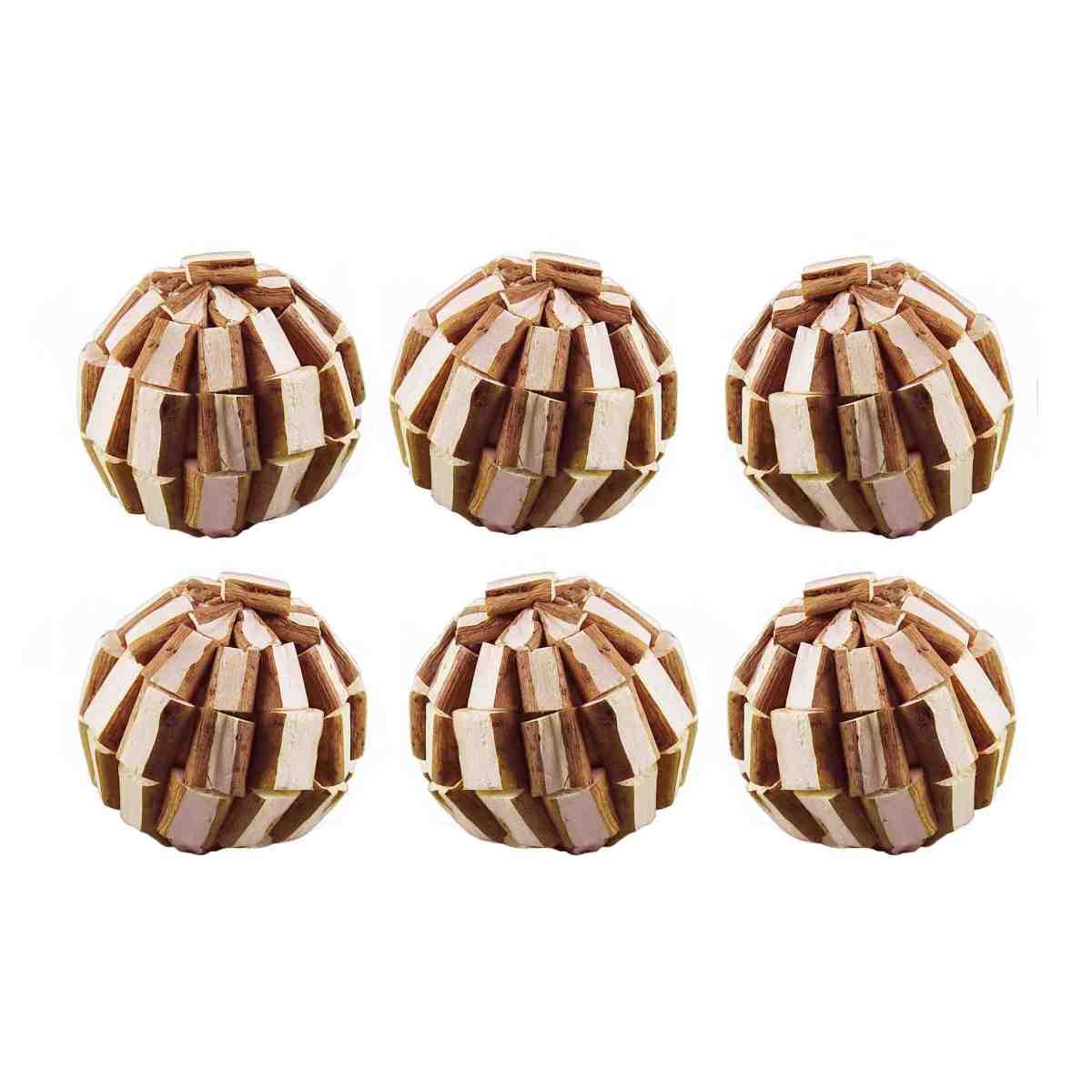 Pallina Natale cm.Ø7 Scaglie in Legno Naturale Set pz.6 |M2 Store