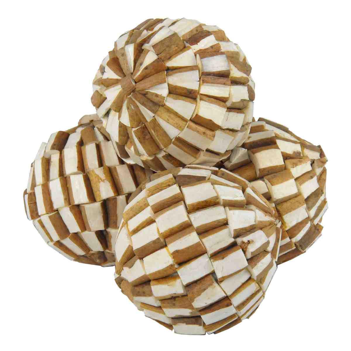 Pallina Natale cm.8 Scaglie Legno Naturale Set pz.4 |M2 Store