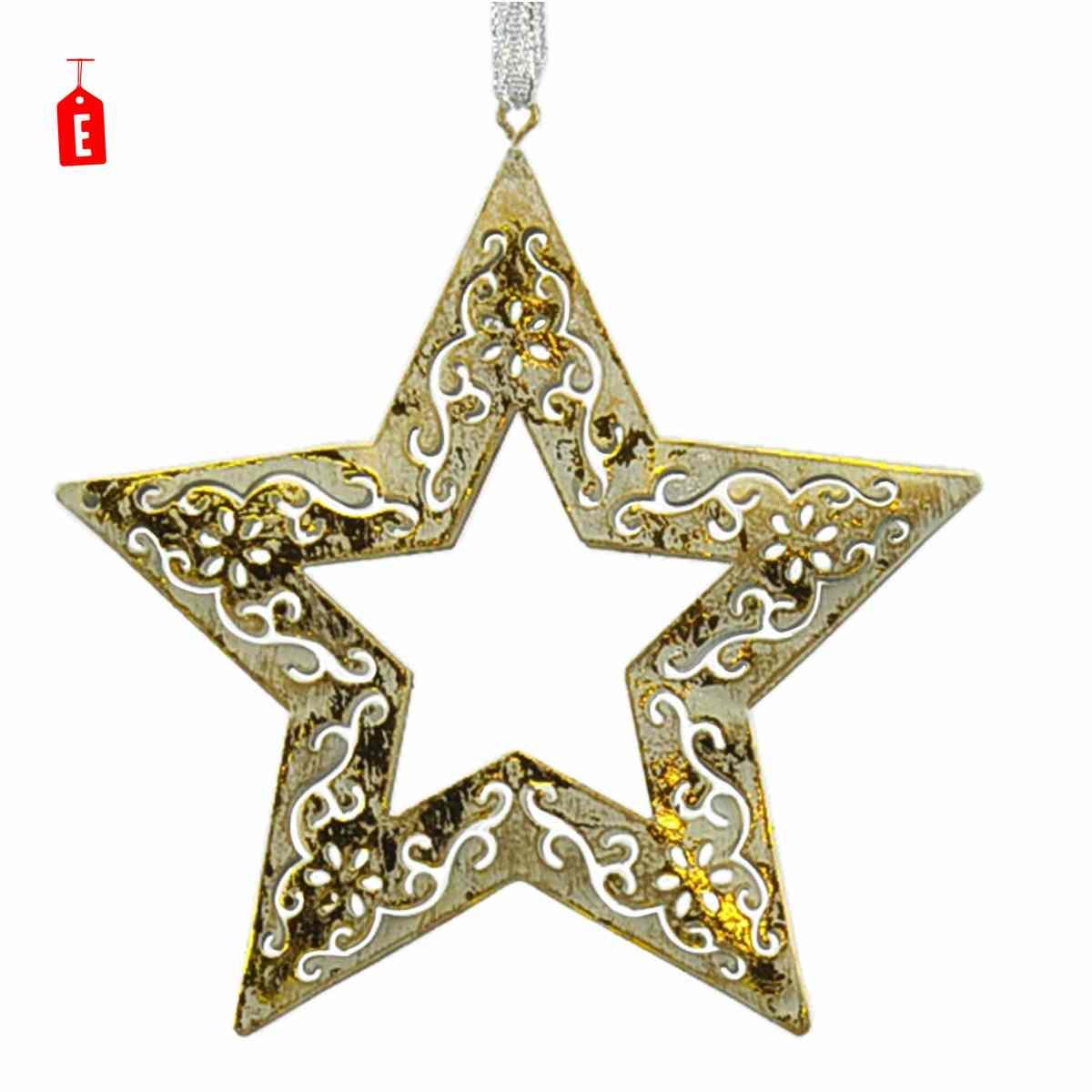 Decorazione Natalizia Metallo Albero/Stella 3 Colori |Moranduzzo