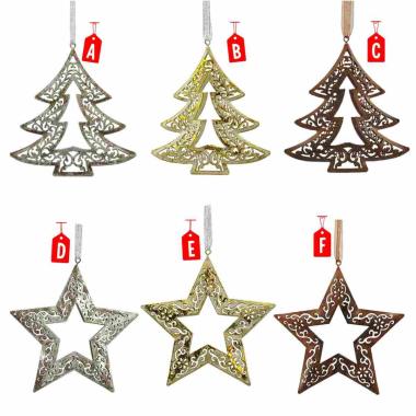 Decorazione Natalizia Metallo Albero/Stella 3 Colori |Moranduzzo