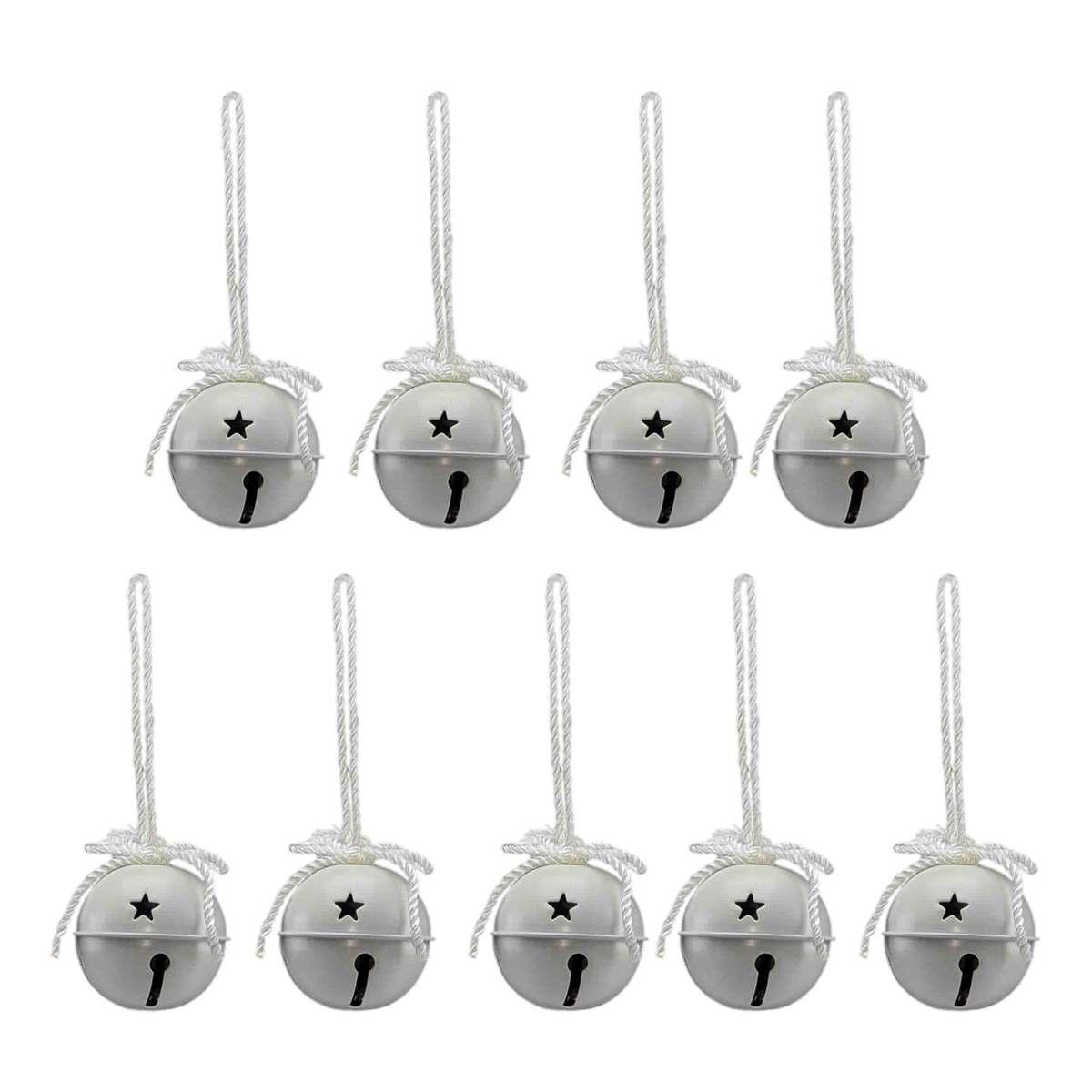 Decorazione Natalizia Campanello Metallizato Bianco cm.3,5 Set pz.9 |M2 Store