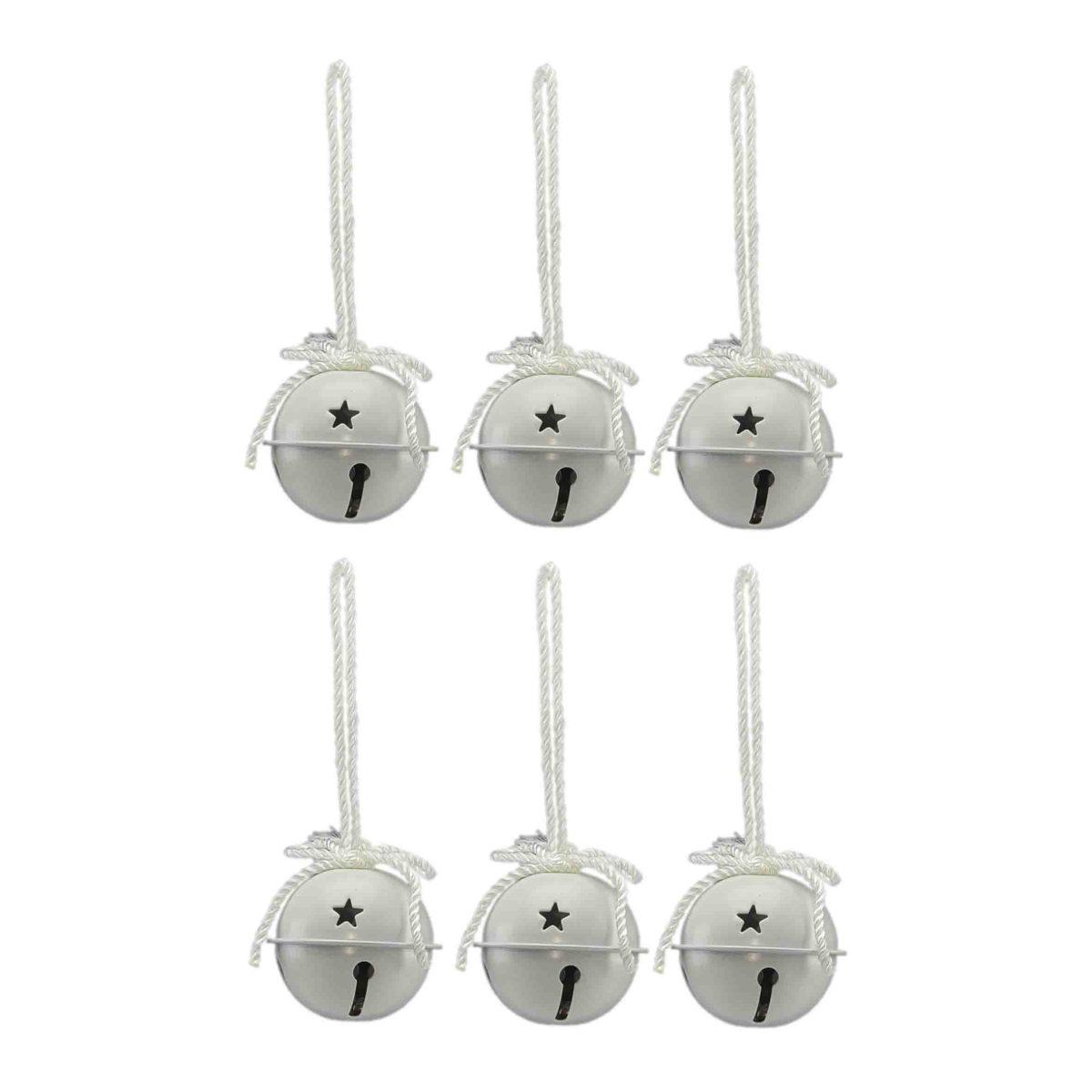 Decorazione Natalizia Campanello Metallizzato Bianco cm.Ø5 Set pz.6 |M2 Store