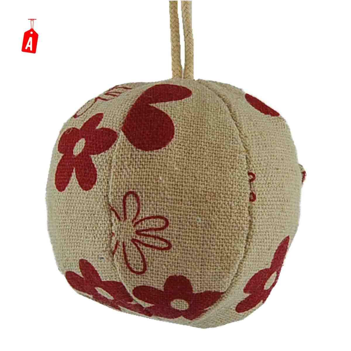 Pallina Natale cm.6 in Tessuto Rosso Beige 3 Modelli |Inge's Glass