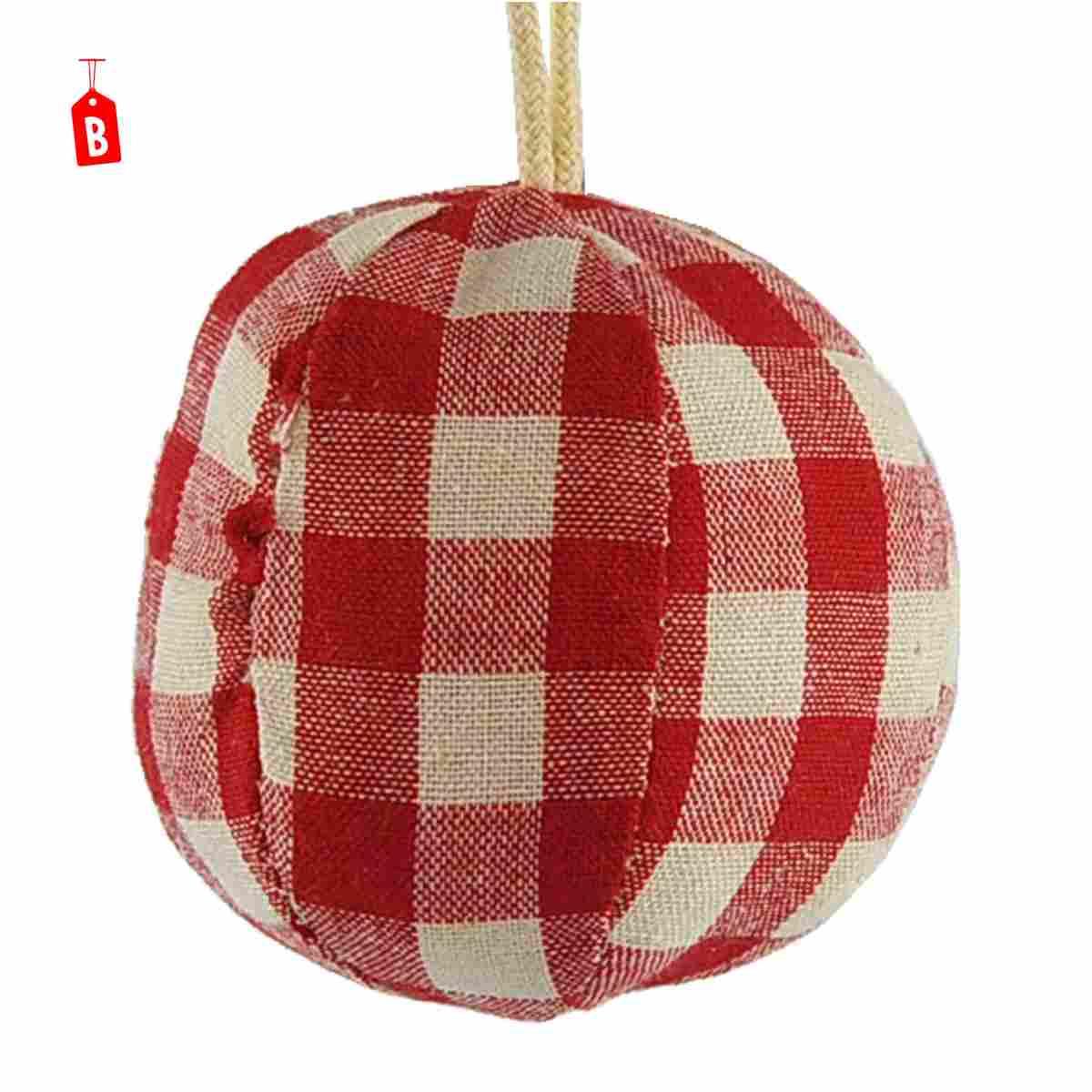 Pallina Natale cm.6 in Tessuto Rosso Beige 3 Modelli |Inge's Glass