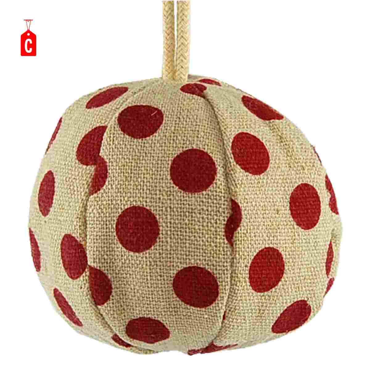 Pallina Natale cm.6 in Tessuto Rosso Beige 3 Modelli |Inge's Glass