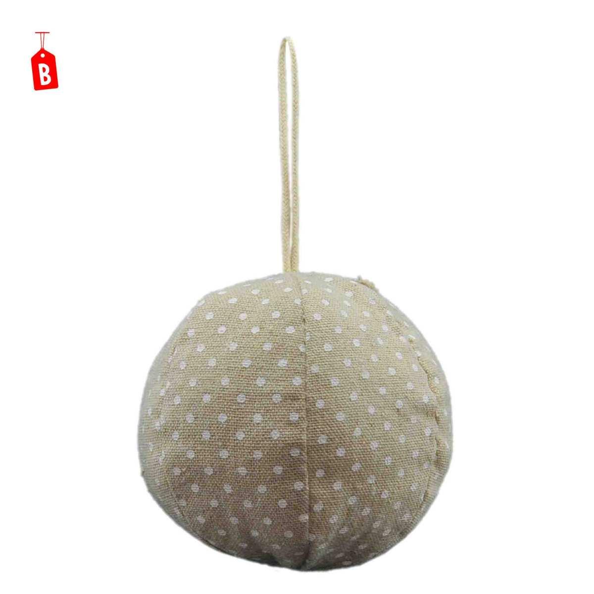 Pallina Natale cm.10 in Tessuto Bianco Beige 3 Modelli |Inge's Glass