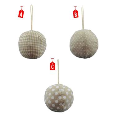 Pallina Natale cm.10 in Tessuto Bianco Beige 3 Modelli |Inge's Glass