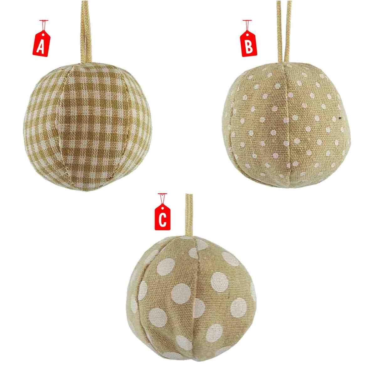 Sfera cm.6 Tessuto Bianco e Beige 3 Modelli