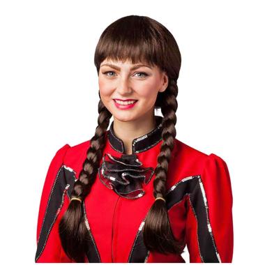 Parrucca Castana con Trecce e Frangia |Orlob