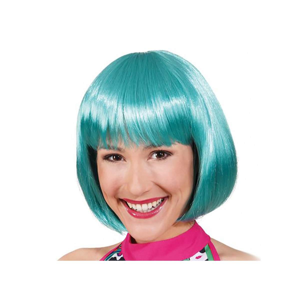 Parrucca Verde Caschetto Liscia con Frangia |Orlob