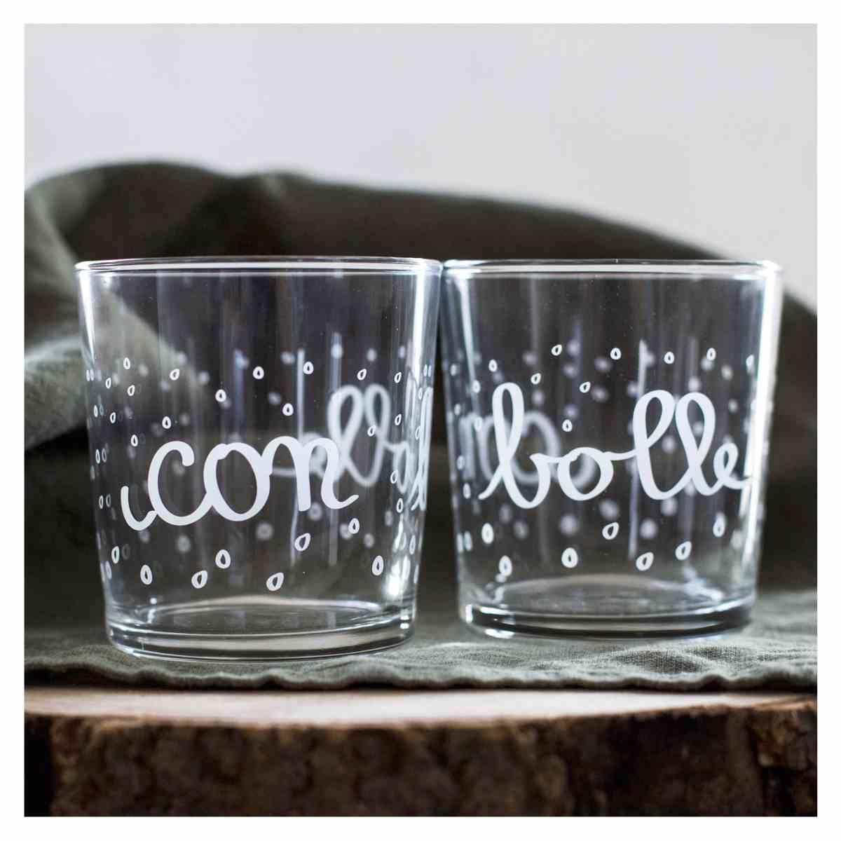 Bicchiere Acqua Vetro Simple Day con Scritta Con Bolle ml.355