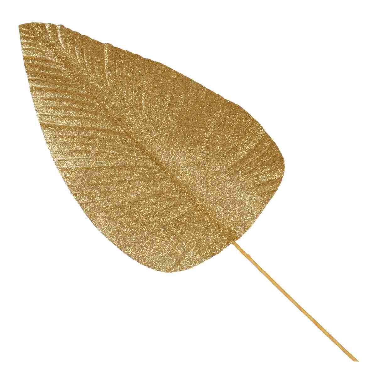 Fiore Natale Foglia Glitter Oro cm.38 |M2 Store