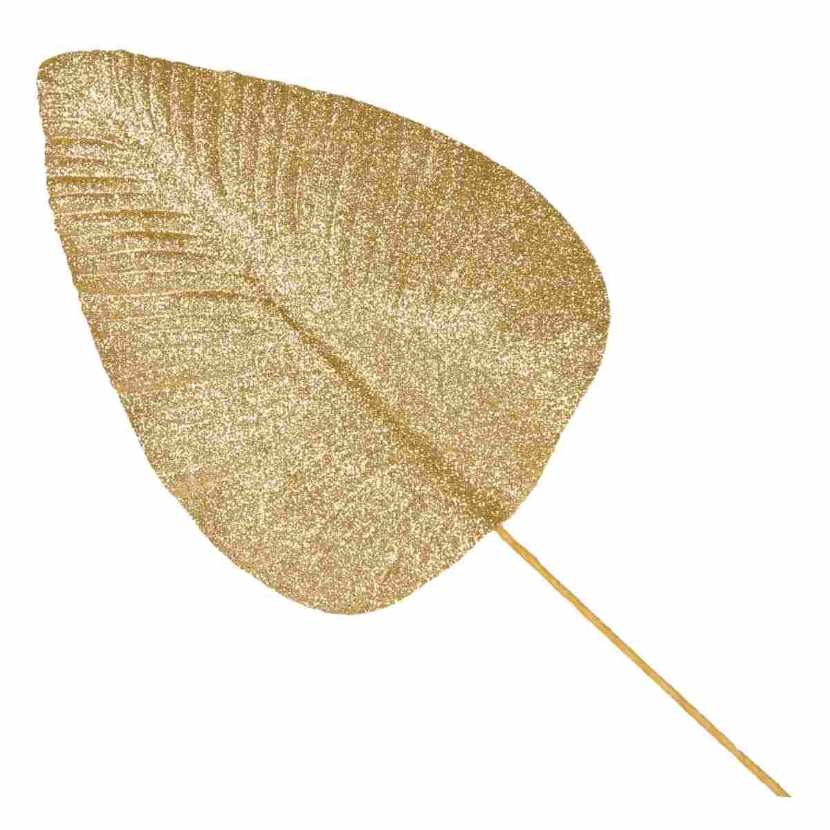 Fiore Natale Foglia Glitter Oro cm.38 |M2 Store